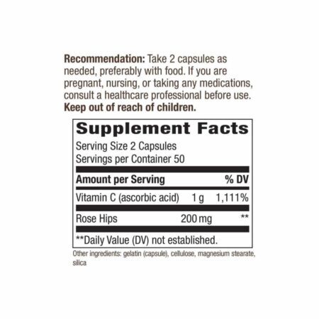 Nature's Way Vitamina C-500 com Rosa Mosqueta - 100 Cápsulas: Imunidade e Pele Radiante - Imagem 4