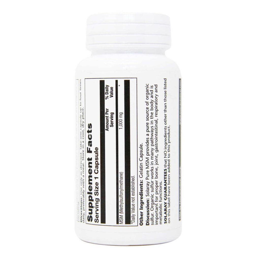 Solaray MSM Puro 1000 mg - 60 Cápsulas: Saúde Articular e Pele Radiante no Brasil - Imagem 3