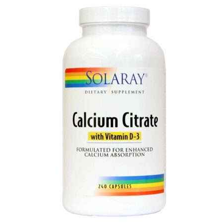 Solaray, Citrato de Cálcio com Vitamina D - 240 Cápsulas Vegetarianas