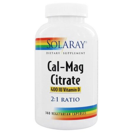 Solaray, Cal-Mag Citrato com vitamina D - 360 Cápsulas Vegetarianas