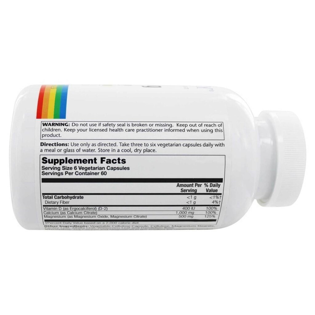 Solaray Cal-Mag Citrato com Vitamina D - 360 Cápsulas Vegetarianas: Fortaleça Seus Ossos e Imunidade - Imagem 3