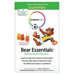 Rainbow Light Gummy Bear Essentials Multivitamínico 30 Pacotes - Energia e Bem-Estar Diário