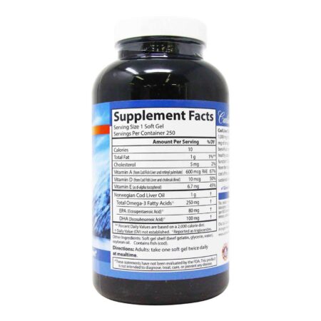 Óleo de Fígado de Bacalhau 1000 mg Carlson Labs 250 Cápsulas de Gel - Image 2