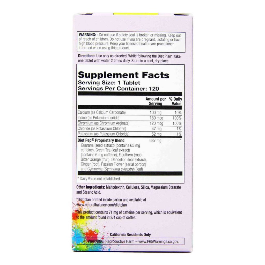 Natural Balance Diet Pep Fórmula Energética 120 Tabletes - Energia Pura - Imagem 3