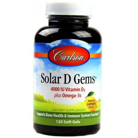 Carlson Labs, Solar D Gems® Vitamina D3 4000 UI - 120 Cápsulas em Gel