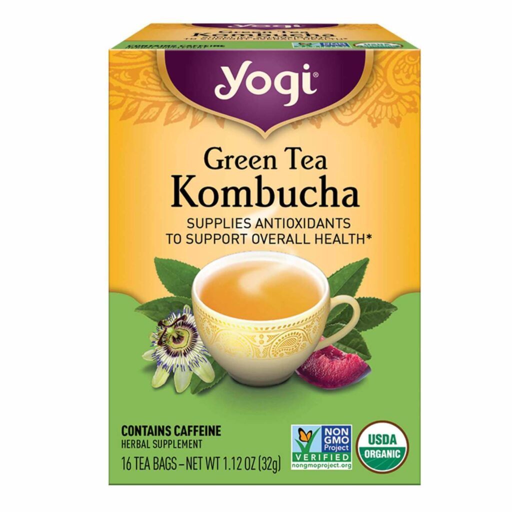 Yogi Chá Verde Kombucha 16 Sacos - Bebida Refrescante e Natural para o Bem-Estar