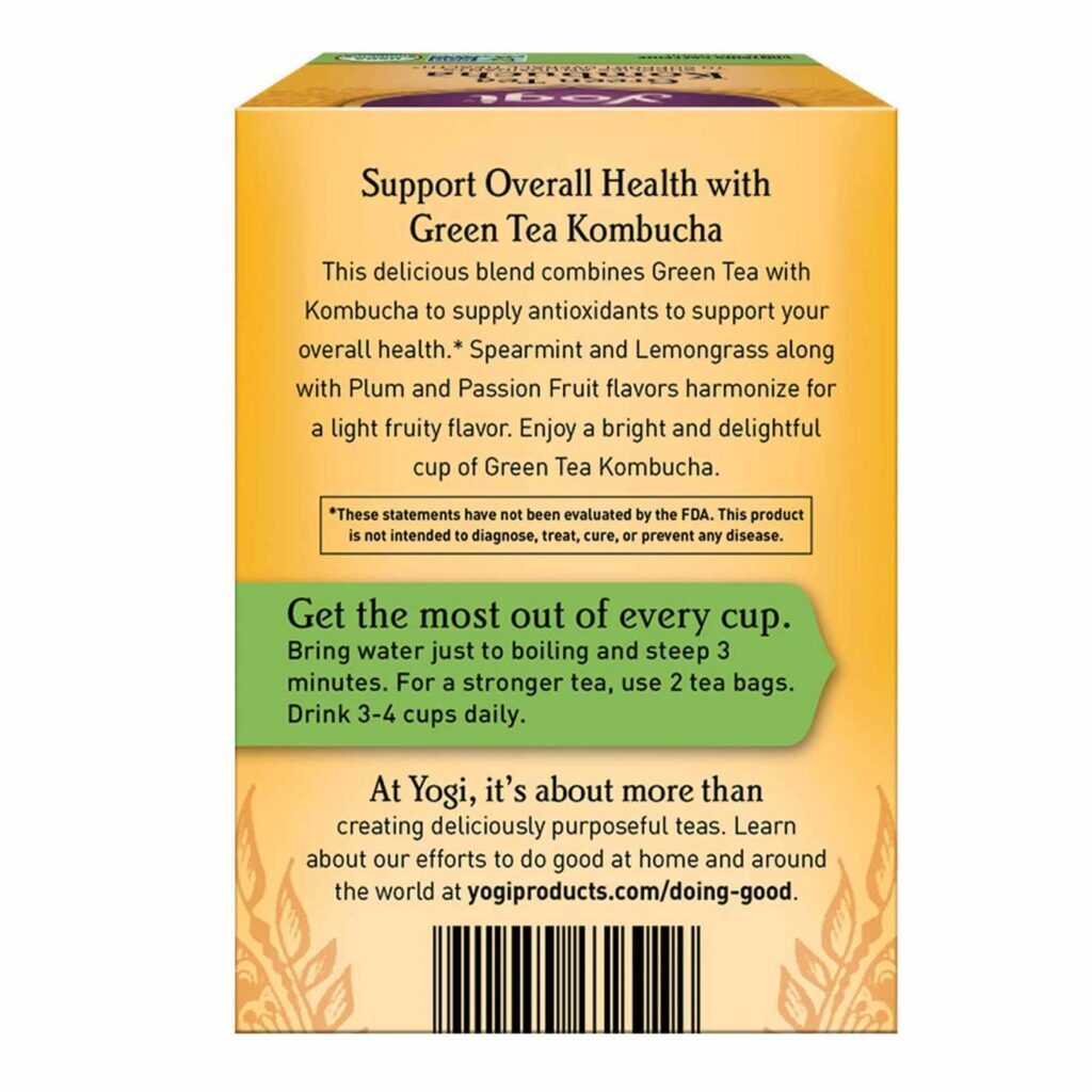 Yogi Chá Verde Kombucha 16 Sacos - Bebida Refrescante e Natural para o Bem-Estar - Imagem 2