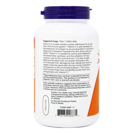 Vitamina C 1000mg com Roseira Brava e Bioflavonóides Now Foods - 250 Tabletes - Imagem 2