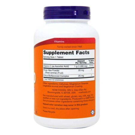 Vitamina C 1000mg com Roseira Brava e Bioflavonóides Now Foods - 250 Tabletes - Imagem 3