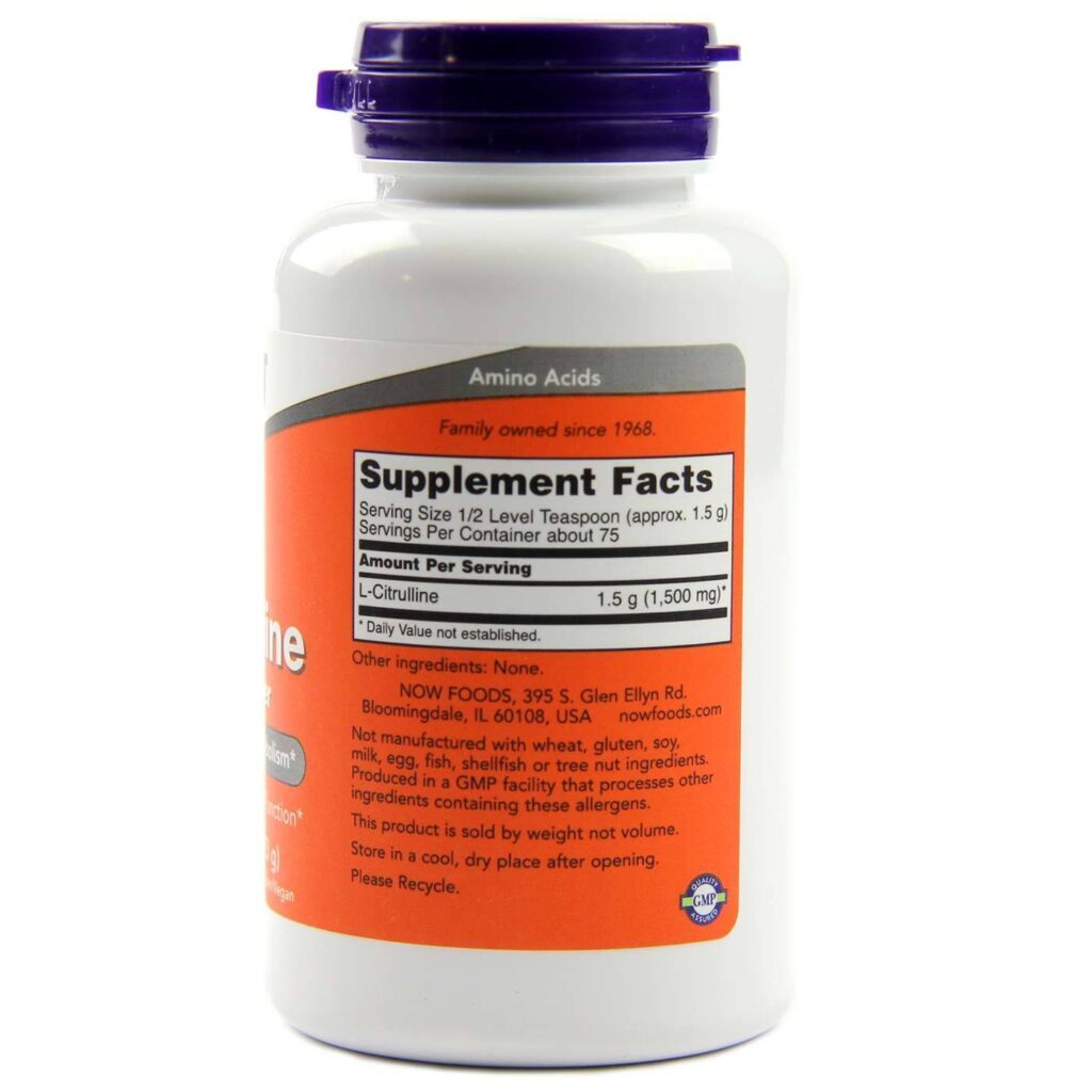 Now Foods L-Citrulina em Pó 113g: Aminoácido Essencial para Performance e Bem-Estar - Imagem 2