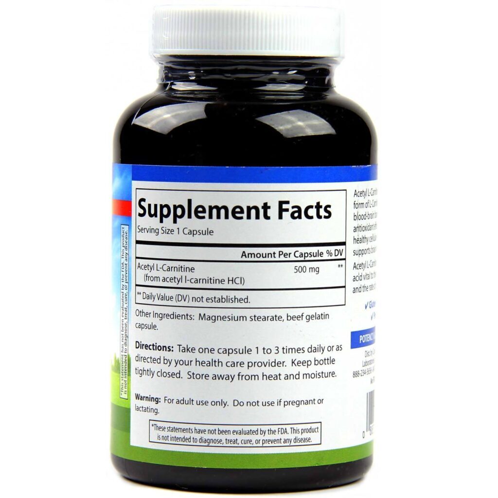 Carlson Labs Acetil L-Carnitina 120 Cápsulas - Energia e Performance - Imagem 2
