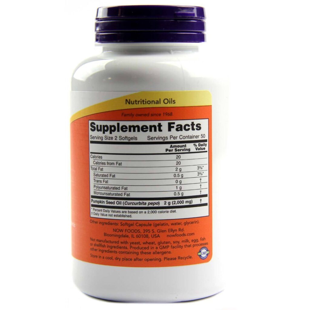 Óleo de Semente de Abóbora Now Foods 1000mg - 100 Cápsulas Gel - Bem-Estar Completo - Imagem 2