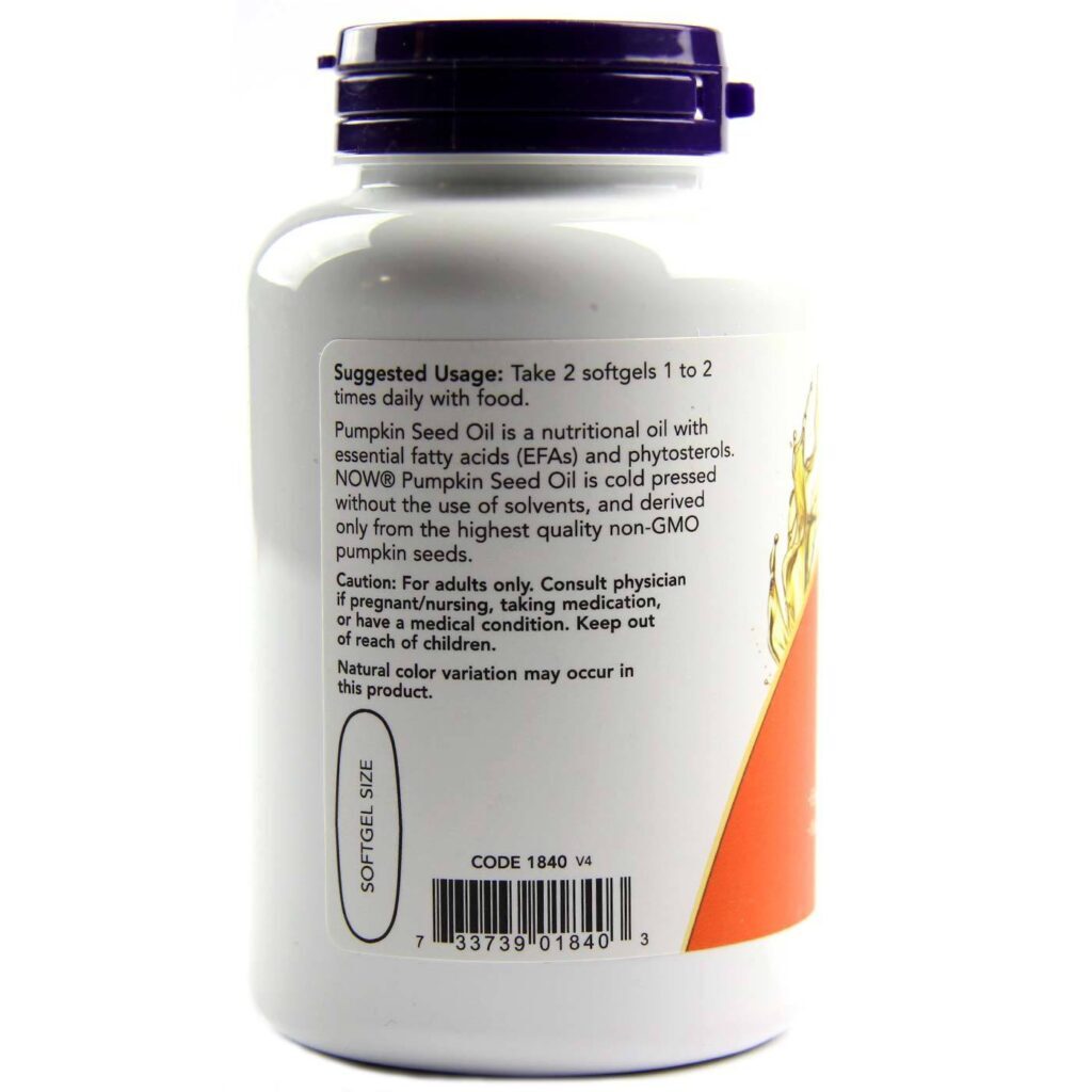 Óleo de Semente de Abóbora Now Foods 1000mg - 100 Cápsulas Gel - Bem-Estar Completo - Imagem 3