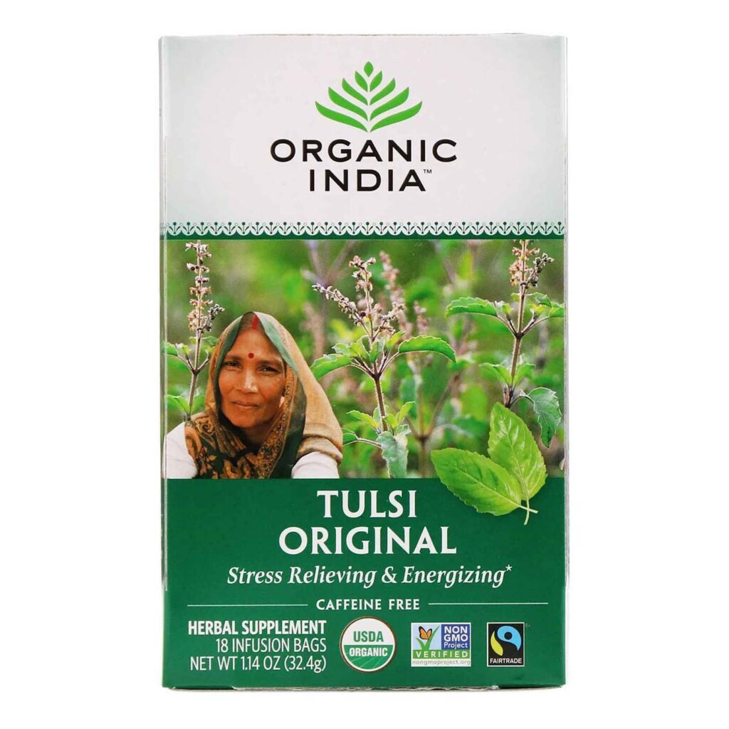 Organic India Tulsi Chá Original - Bem-Estar Ancestral com 18 Saquinhos