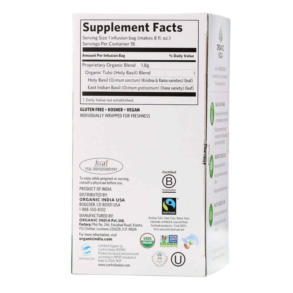Organic India Tulsi Chá Original - Bem-Estar Ancestral com 18 Saquinhos - Imagem 2