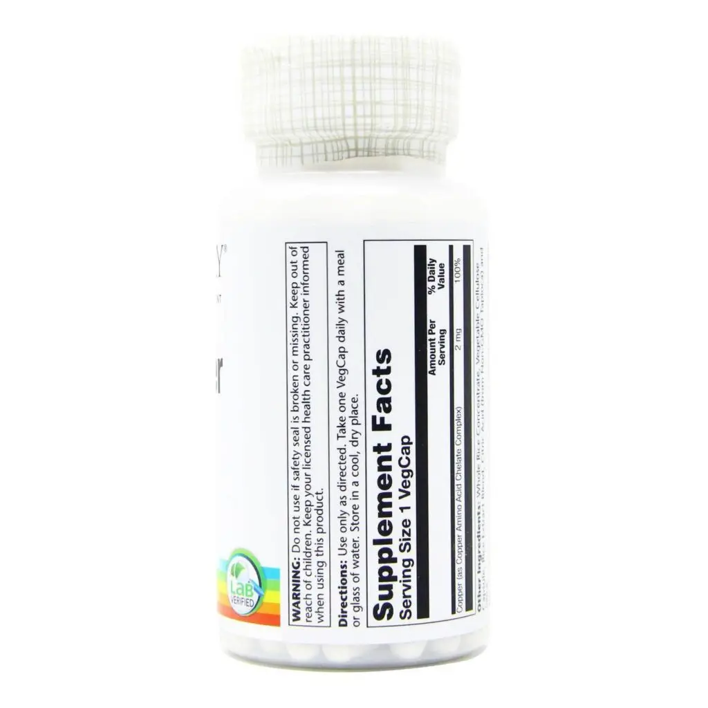 Solaray Cobre 2 mg - 100 Cápsulas: Essencial para o Bem-Estar e Imunidade - Imagem 2