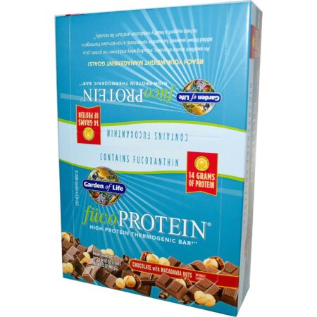 Garden of Life, fucoProtein®, Chocolate com Macadâmia - 12 Barras