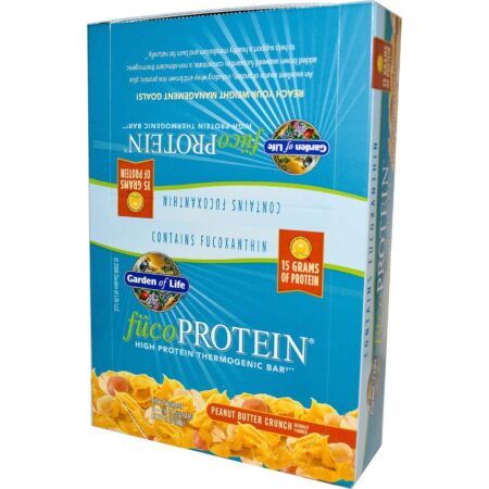 Garden of Life, Barras de Proteína fucoProtein® , Manteiga de Amendoim Crunch - 12 Barras