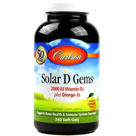 Carlson Labs, Solar D Gems® Vitamina D3 2000 UI - 360 Cápsulas em Gel