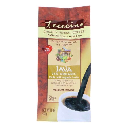 Teeccino, Cafe Java de Ervas de Chicória - Livre de Cafeína e Tostado Médio - 11 oz (312 g)