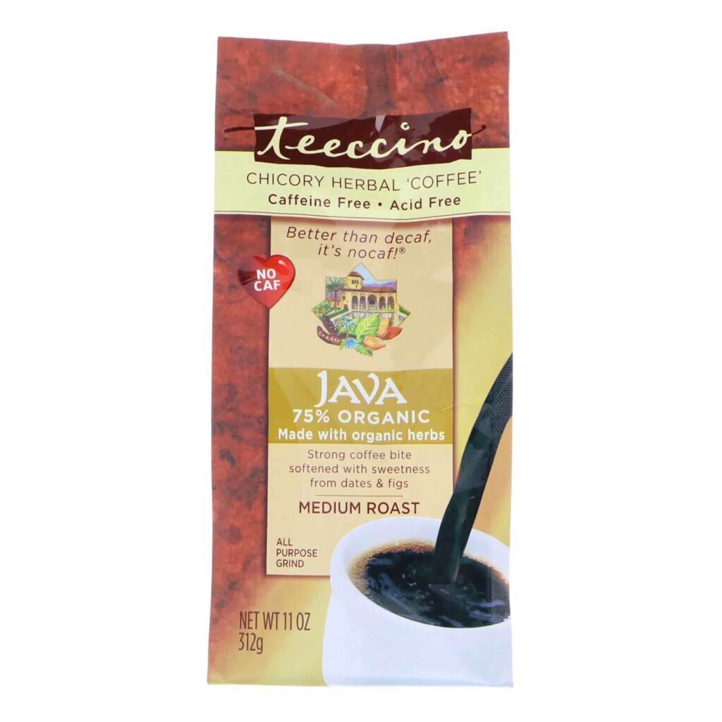 Teeccino Café Java de Ervas Chicória Tostado Médio - Livre de Cafeína - 312g