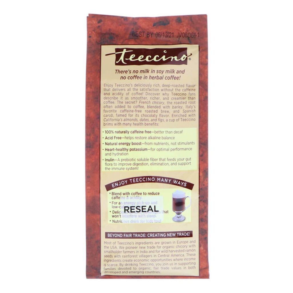 Teeccino Café Java de Ervas Chicória Tostado Médio - Livre de Cafeína - 312g - Imagem 3