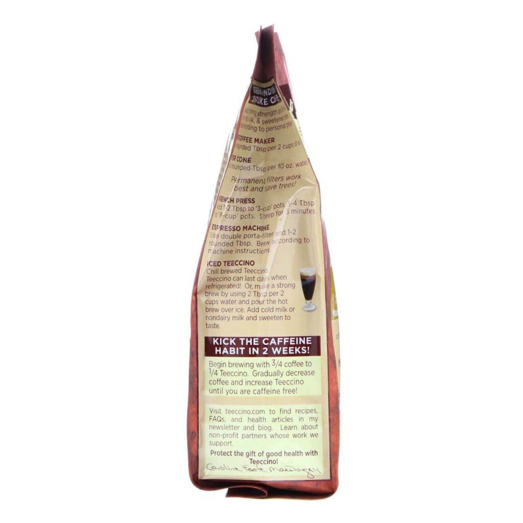 Teeccino Café Java de Ervas Chicória Tostado Médio - Livre de Cafeína - 312g - Imagem 4