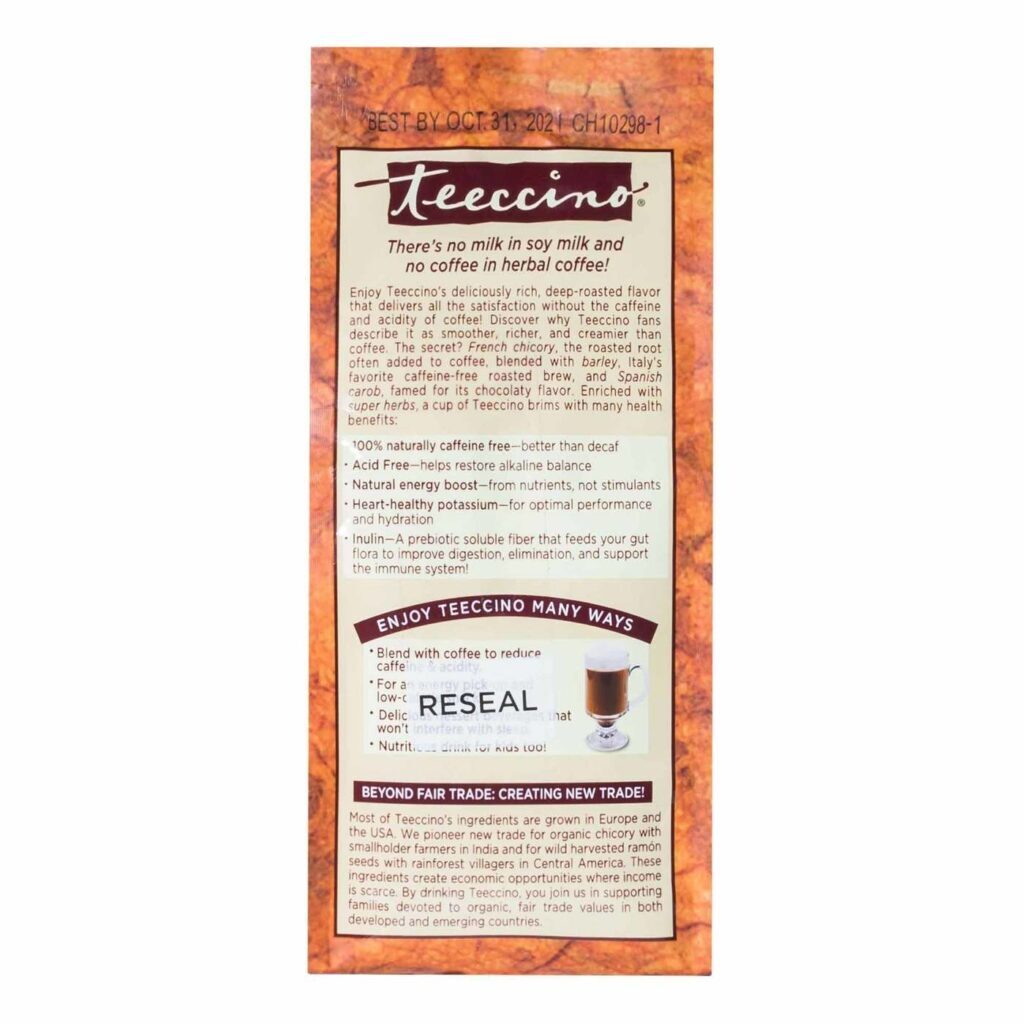 Teeccino Café Preto Tostado de Chicória - 312g: Alternativa Saudável ao Café Brasileiro - Imagem 3