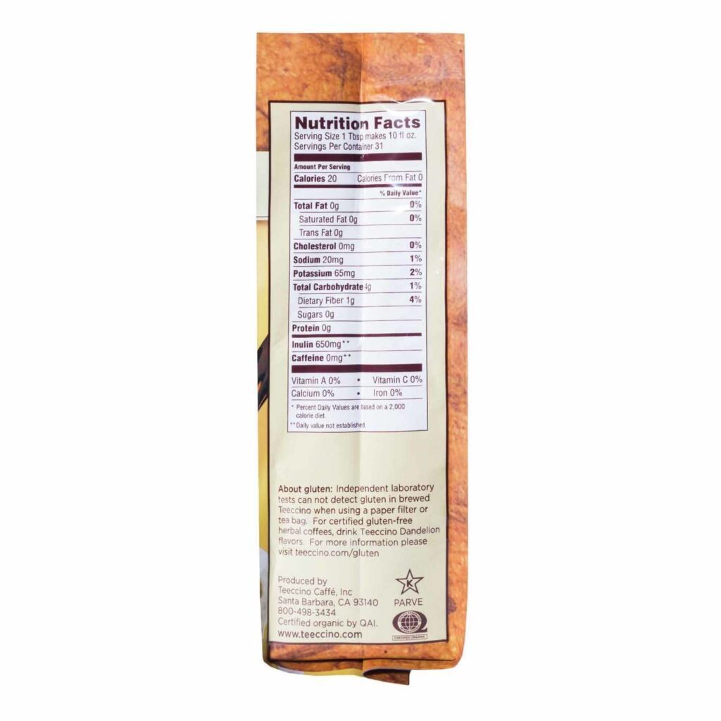 Teeccino Café Preto Tostado de Chicória - 312g: Alternativa Saudável ao Café Brasileiro - Imagem 4