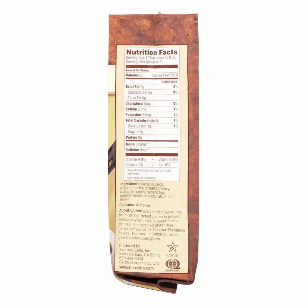 Teeccino Café de Ervas Mediterrâneo Assado Médio - Noz e Baunilha - 312g - Imagem 4