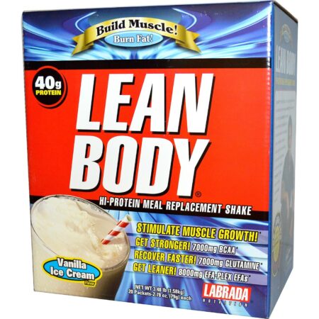 Labrada Nutrition, Proteína Lean Body®, Sabor Sorvete de Baunilha - 20 Pacotes (79 g Cada)