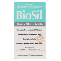 Natural Factors BioSil - Colágeno, Silício Orgânico e Biotina para Pele, Cabelos e Unhas - 60 Cápsulas Vegetarianas