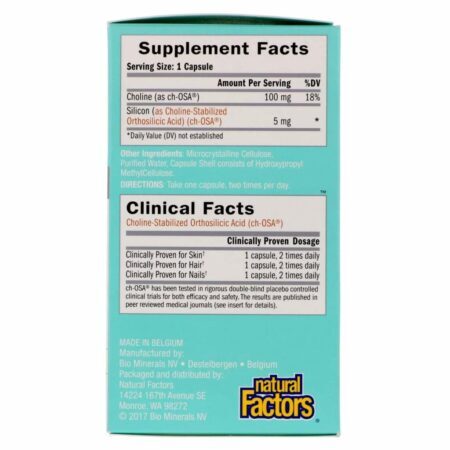 Natural Factors BioSil - Colágeno, Silício Orgânico e Biotina para Pele, Cabelos e Unhas - 60 Cápsulas Vegetarianas - Imagem 2