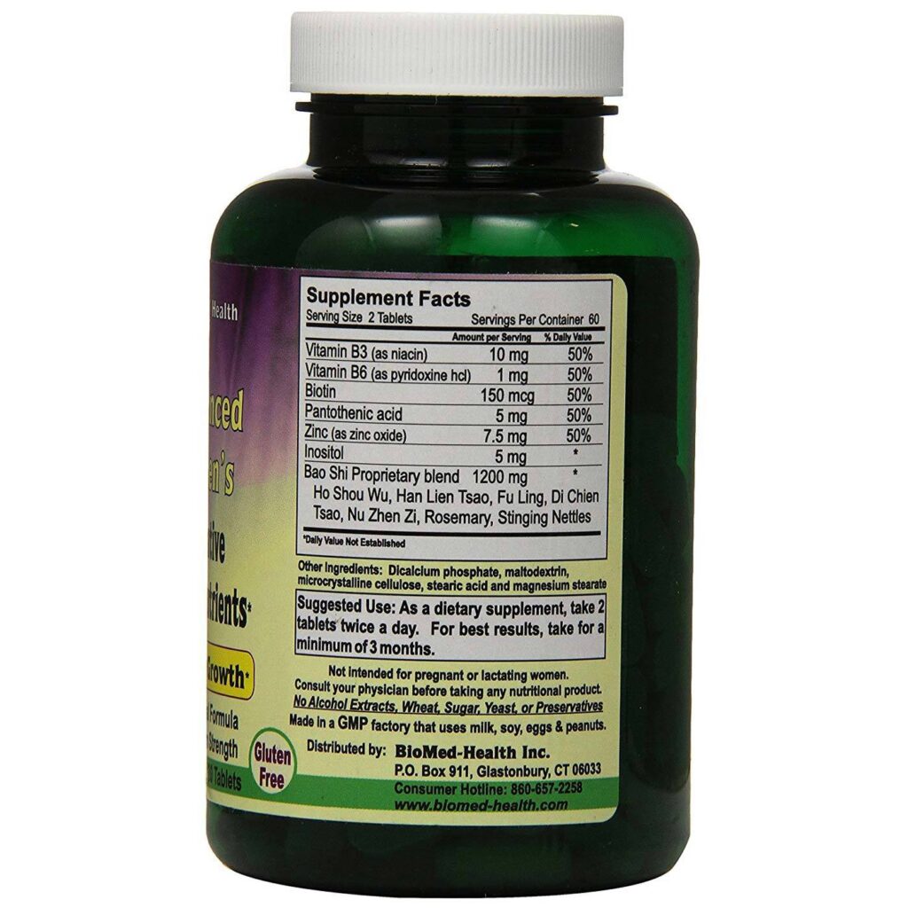 BioMed-Health Bao Shi Nutrientes do Cabelo da Mulher - 120 Cápsulas para Crescimento e Força - Imagem 2