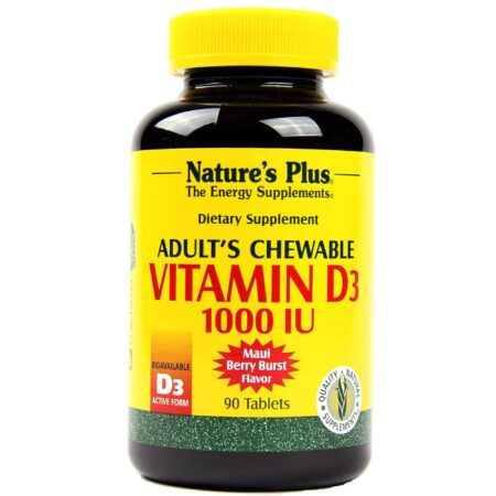 Nature's Plus, Vitamina D3 - 1000 UI - 90 Comprimidos mastigáveis