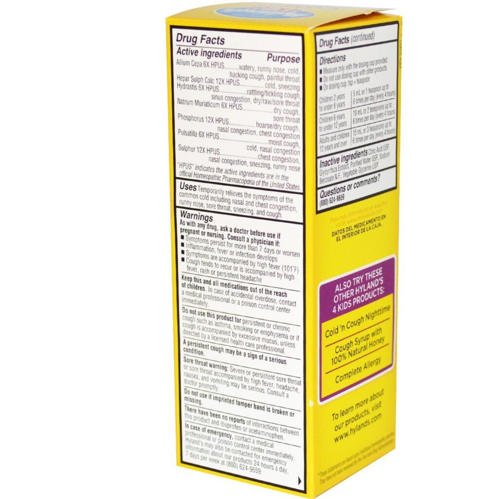Hyland's Xarope Infantil para Tosse e Resfriado - Alívio Suave para Pequenos - 118mL - Imagem 2