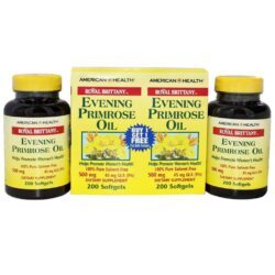 Óleo de Prímula Royal Brittany™ 500 mg American Health: 200+200 Cápsulas em Gel para Bem-Estar Feminino