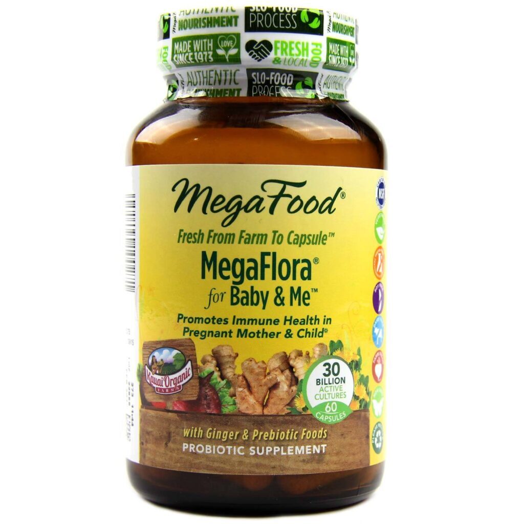 MegaFlora for Bebê and Me MegaFood: Probiótico Infantil e Materno 60 Cápsulas