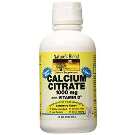 Nature's Blend, Citrato de Cálcio 1000 mg, Mirtilo - 480 ml