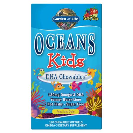 Garden of Life, Ocean Kids DHA Mastigáveis, Lima - 120 ​​Cápsulas em Gel Mastigáveis