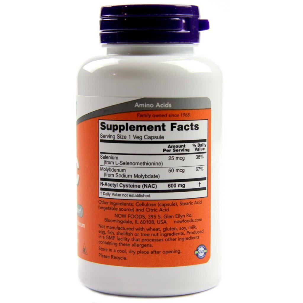 NAC 600 mg Now Foods 100 Cápsulas - Potencialize Sua Saúde Antioxidante - Imagem 2