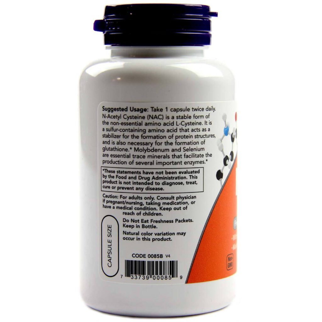 NAC 600 mg Now Foods 100 Cápsulas - Potencialize Sua Saúde Antioxidante - Imagem 3