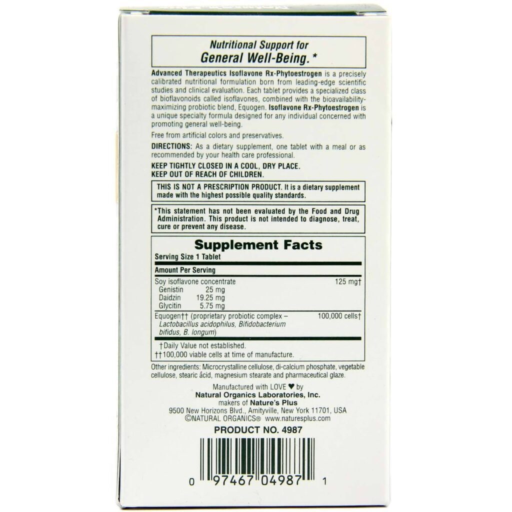 Nature's Plus Isoflavona Rx-Phytoestrogen® 30 Tabletes - Bem-Estar Feminino - Imagem 2