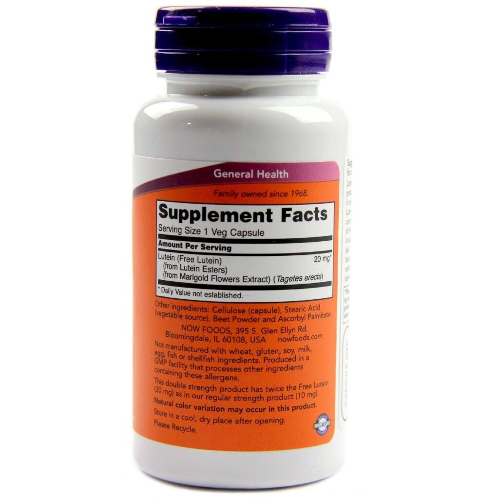 Luteína 20mg Now Foods 90 Cápsulas Vegetarianas - Saúde Ocular e Bem-Estar - Imagem 2