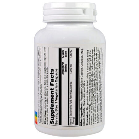Solaray Vitamina C 1000 mg - 100 Cápsulas Vegetarianas: Imunidade e Saúde da Pele - Imagem 2