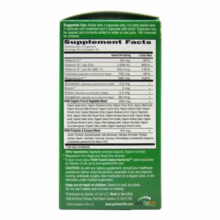 Garden of Life Vitamin Code Raw Cálcio™ - 75 Cápsulas Vegetarianas: Saúde Óssea e Digestiva Completa - Imagem 2