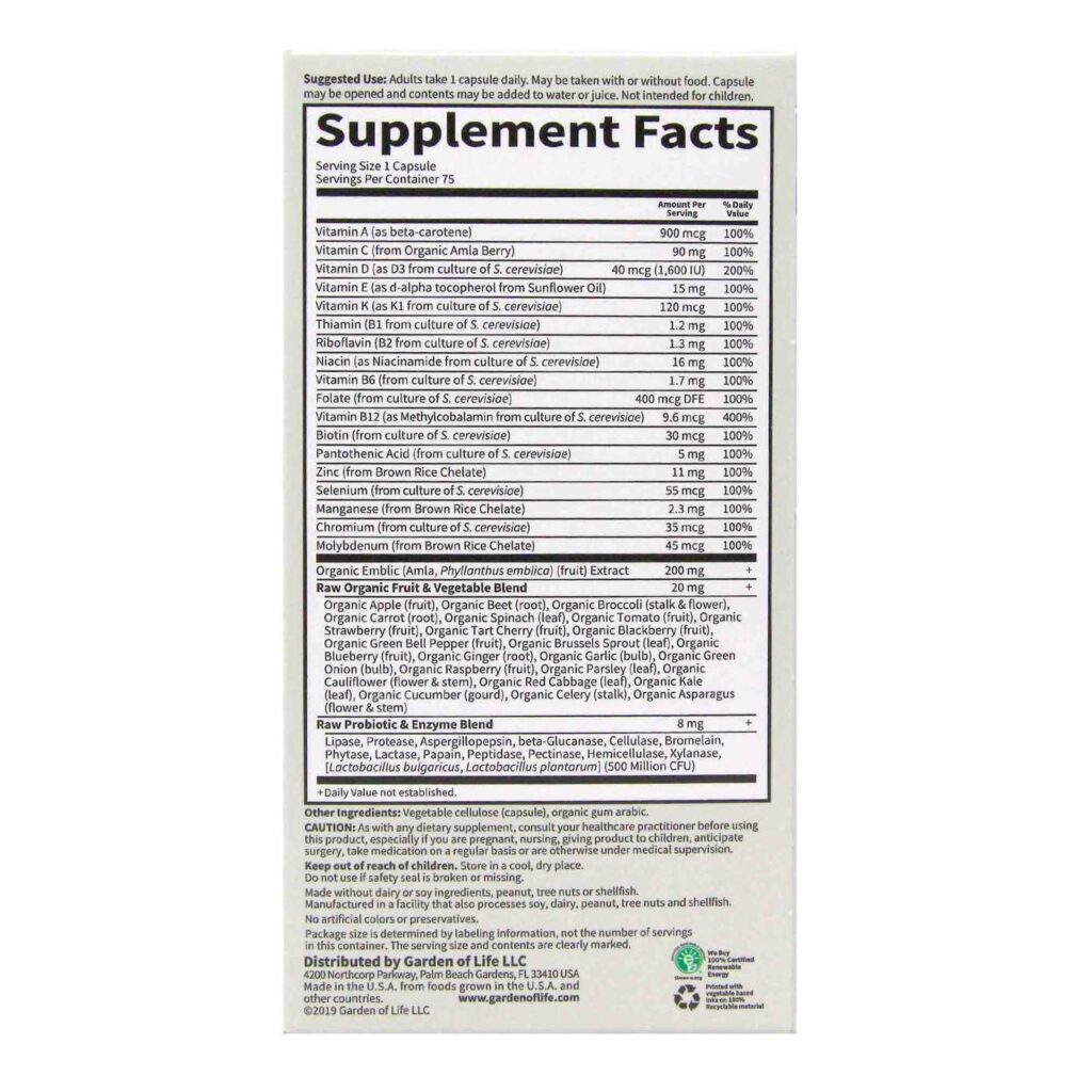 Garden of Life Vitamin Code RAW One for Men™ - 75 Cápsulas Vegetarianas - Imagem 2