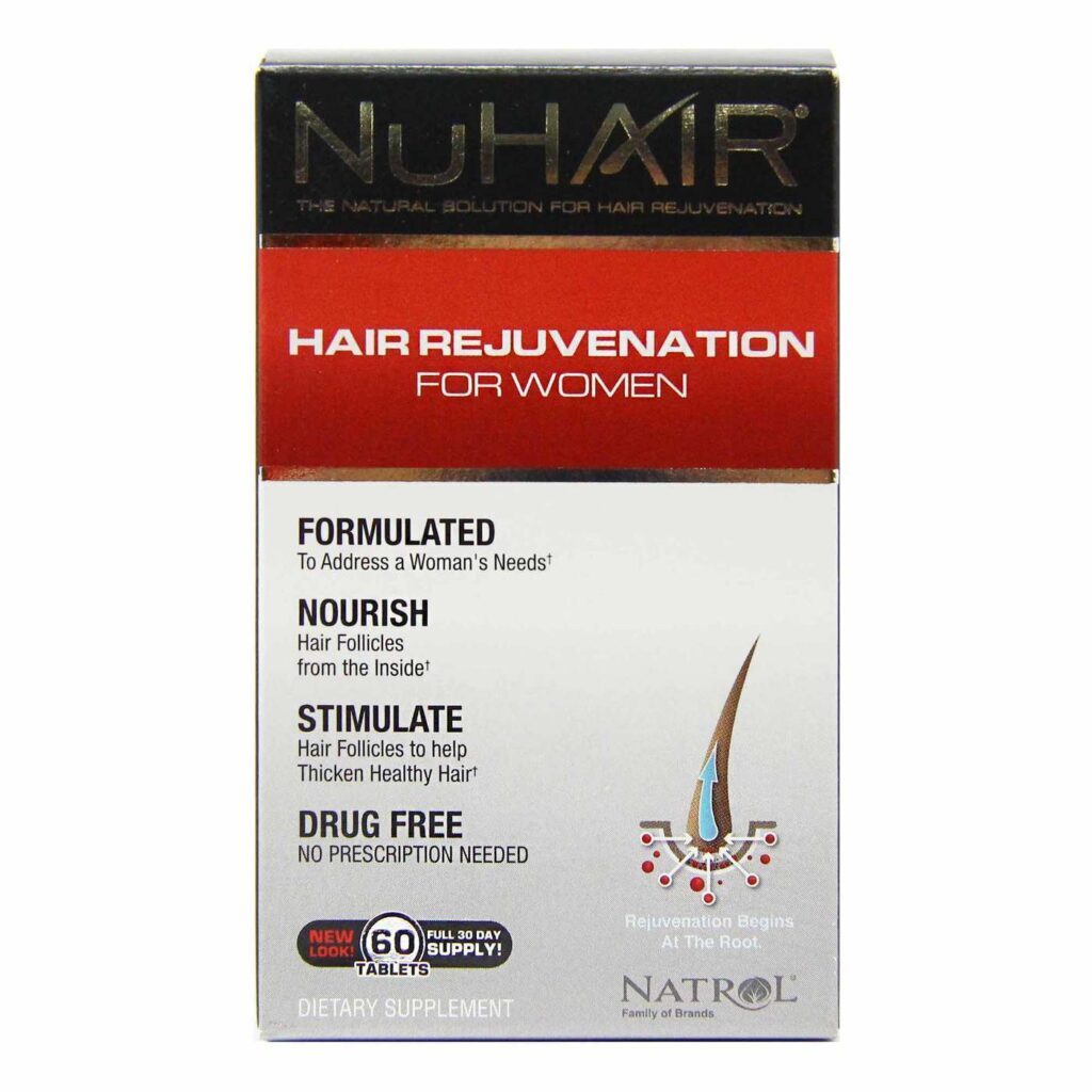 Natrol NuHair Rejuvenescimento Capilar Para Mulheres - 60 Tabletes: Cabelos Fortes e Saudáveis