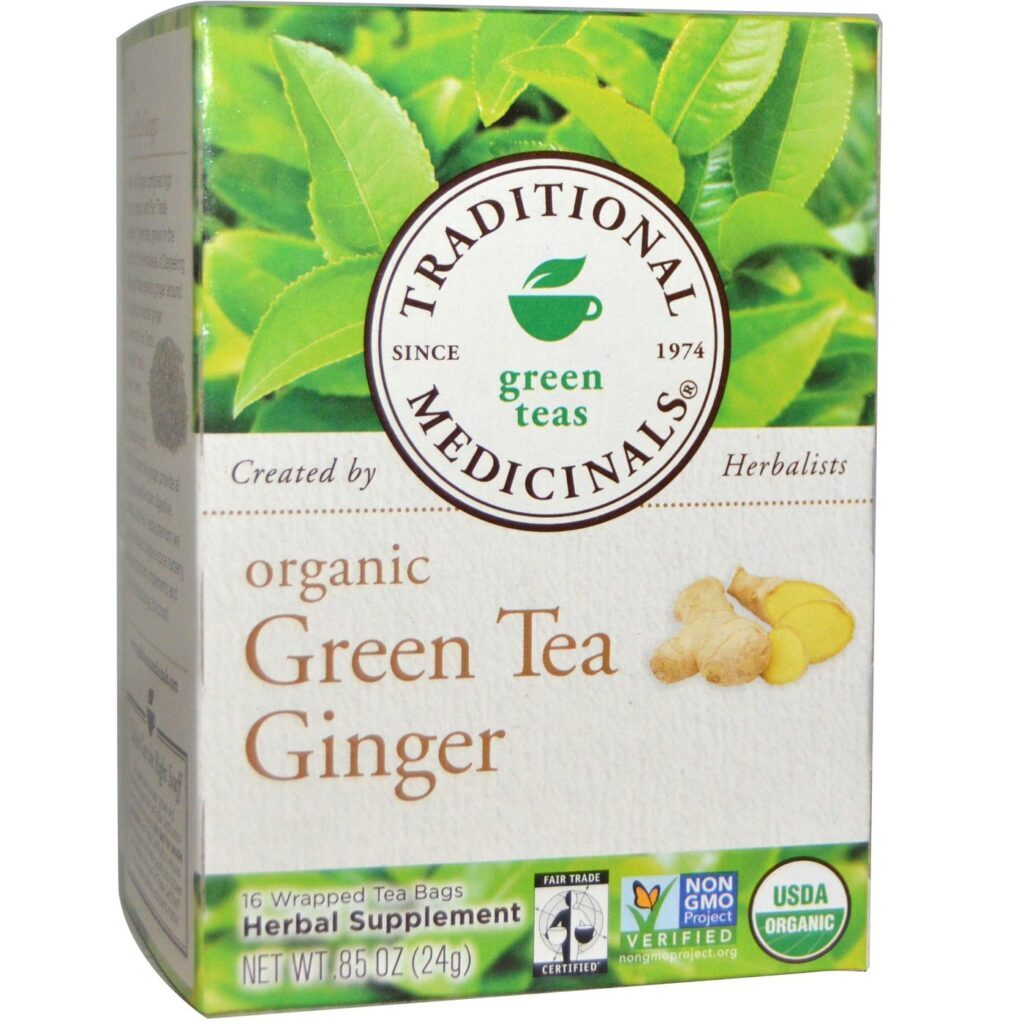 Chá Verde Orgânico com Gengibre Traditional Medicinals - 16 Saquinhos