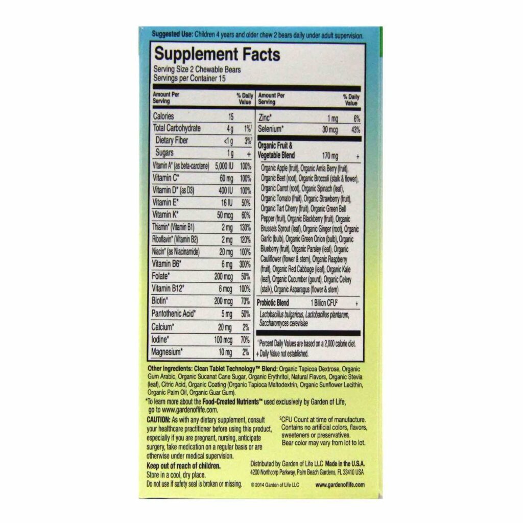 Garden of Life Vitamina Criança Vitamina Code® Cereja - 30 Ursinhos Mastigáveis - Imagem 2